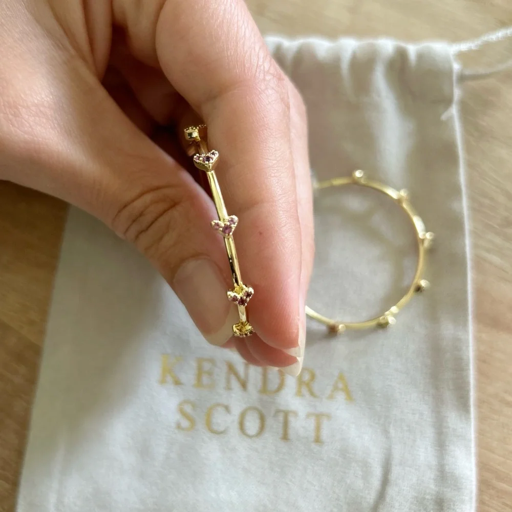 Kendra Scott Haven Heart Hoop Earrings in Pink Crystal - Picture 6 of 6